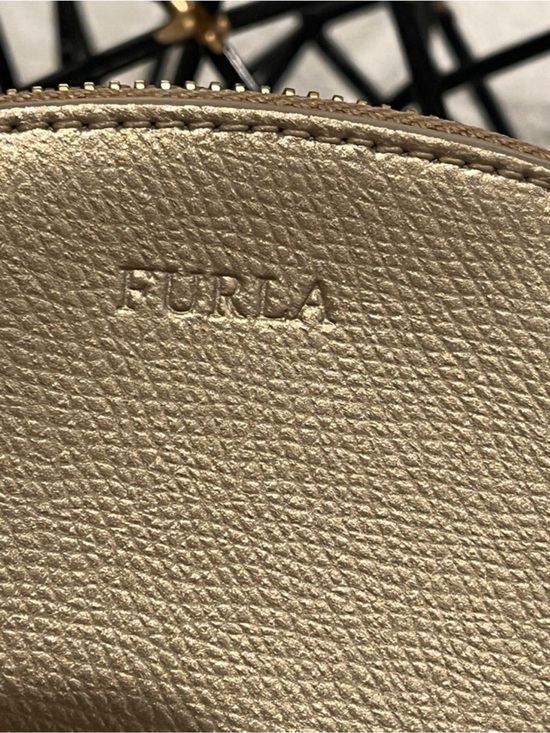 Furla Handbags - Furla Metallic Gold Dome Cosmetic Pouch